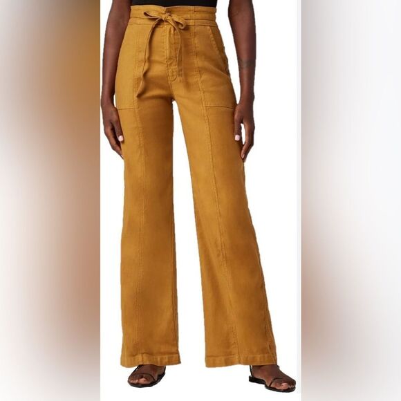HUDSON tie waist wide leg trouser in desert sand - Picture 1 of 11